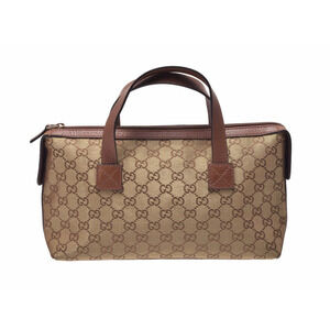 Gucci GG Handbag Canvas Leather Gold